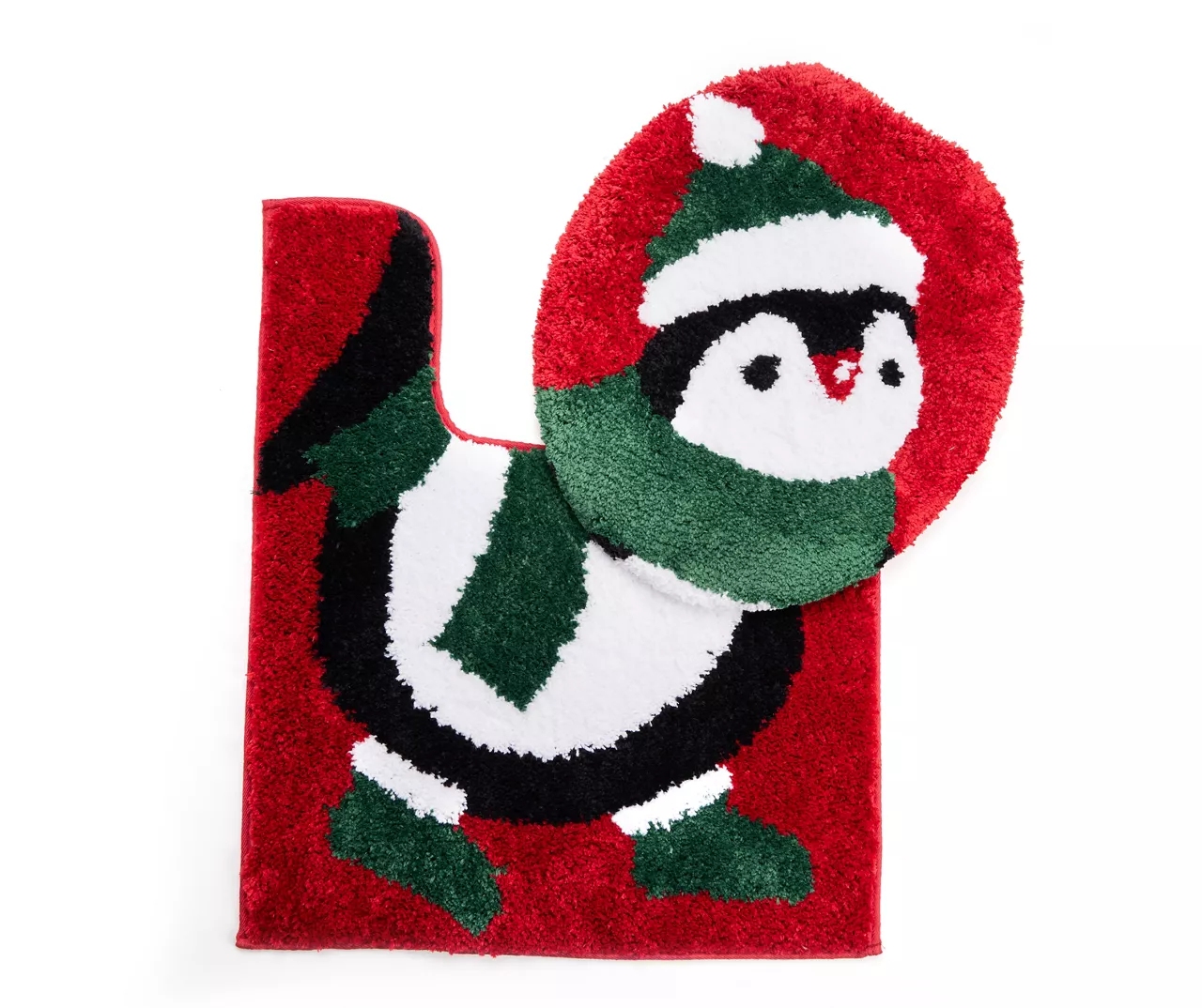 Red Penguin Toilet Topper & Contour Rug Set 3 Red Penguin Toilet Topper & Contour Rug Set