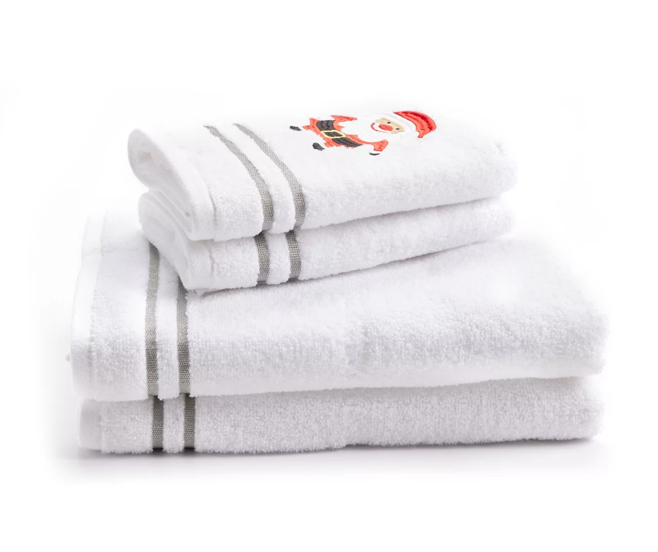 Bright White & Red Santa 4-Piece Towel Set 4 Bright White & Red Santa 4-Piece Towel Set - Image 2