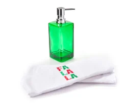 "Fa La La" Green & Red 3-Piece Soap Pump & Towel Set -Home Store 810619508 A0 2