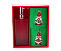 Red & Green Holiday Gnome 3-Piece Soap Pump & Towel Set -Home Store 810619509 A0 1