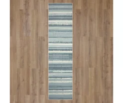 Avenue Blue & Ivory Stripe Runner Rug, (2' X 8') 12 Avenue Blue & Ivory Stripe Runner Rug, (2' X 8') -Home Store 810620440 A0 2
