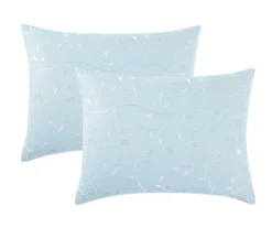 Casa Light Blue & White Embroidered Leaf Vine Comforter Set 6 Casa Light Blue & White Embroidered Leaf Vine Comforter Set -Home Store 810621425 810621426 A8 2
