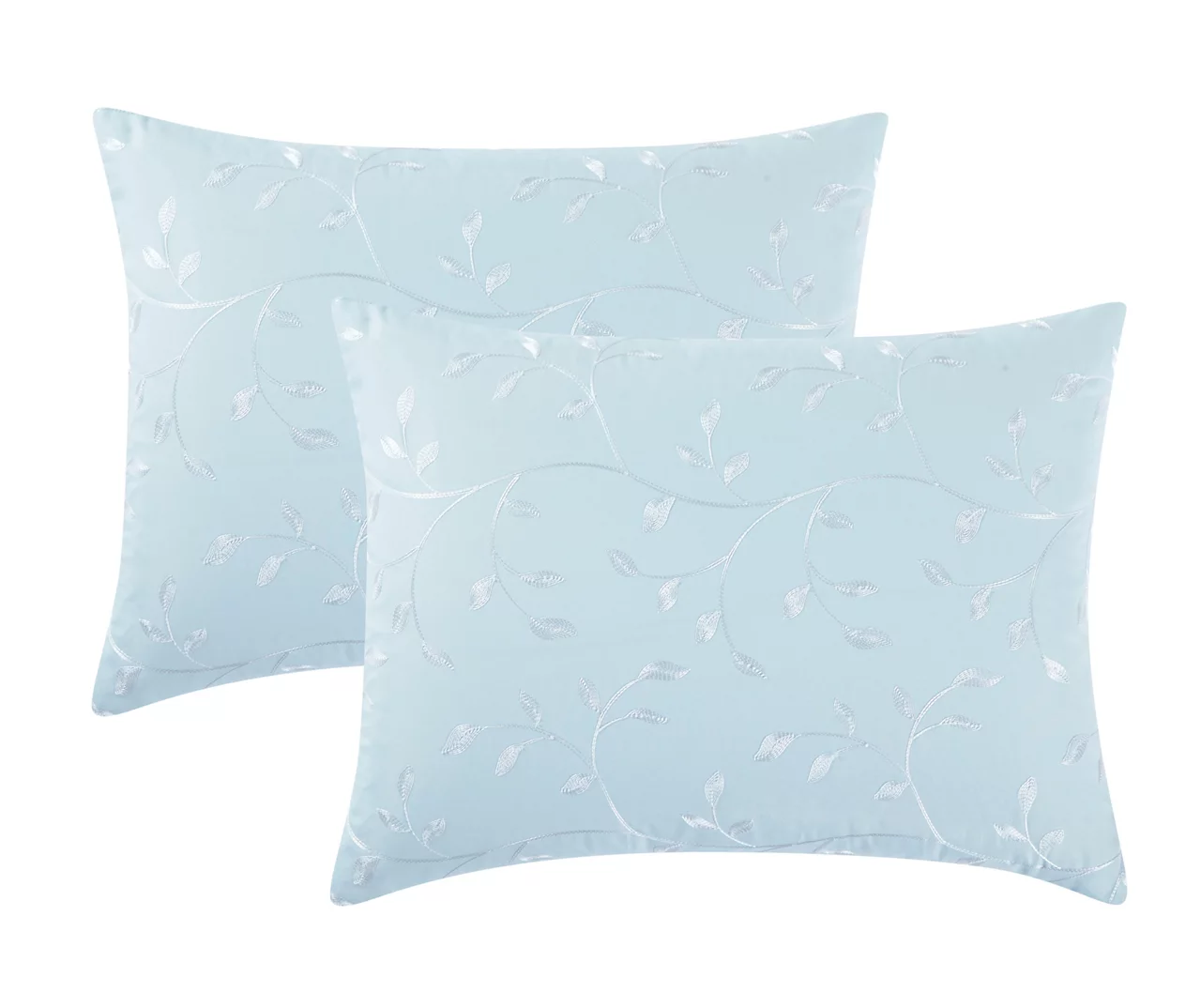 Casa Light Blue & White Embroidered Leaf Vine Comforter Set 4 Casa Light Blue & White Embroidered Leaf Vine Comforter Set - Image 2