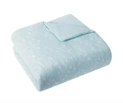 Casa Light Blue & White Embroidered Leaf Vine Comforter Set 7 Casa Light Blue & White Embroidered Leaf Vine Comforter Set -Home Store 810621425 810621426 A8 3