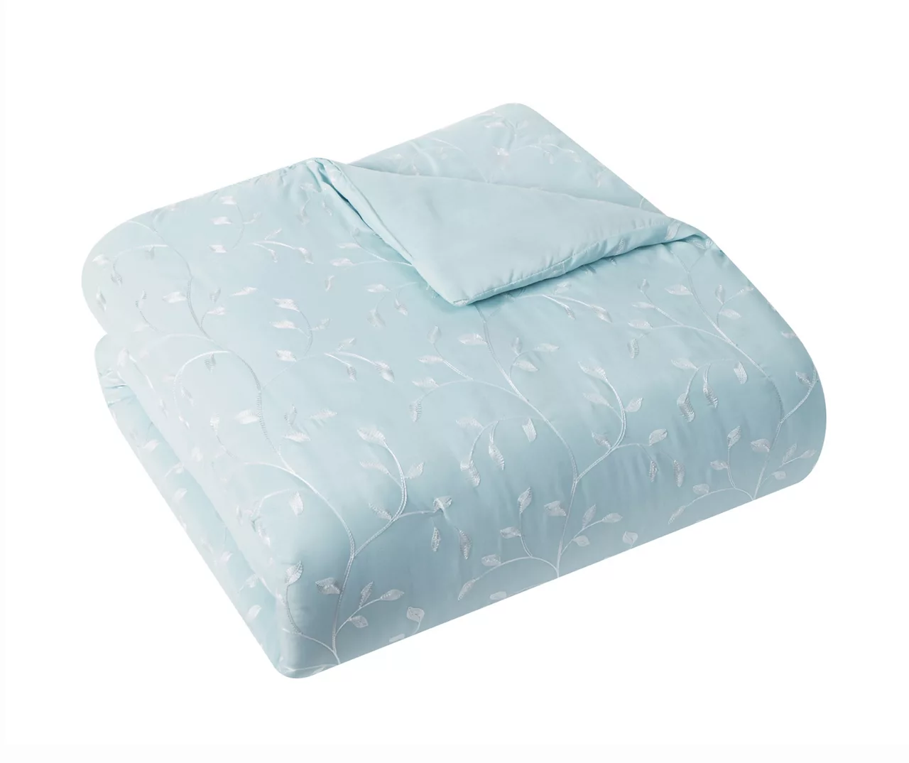 Casa Light Blue & White Embroidered Leaf Vine Comforter Set 5 Casa Light Blue & White Embroidered Leaf Vine Comforter Set - Image 3