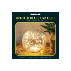 Glow-Up Warm White Cracked Glass Orb LED Light -Home Store 810621582 P0