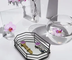 Matte Black 2-Bar Geometric Mirrored Vanity Tray -Home Store 810625047 B0 4