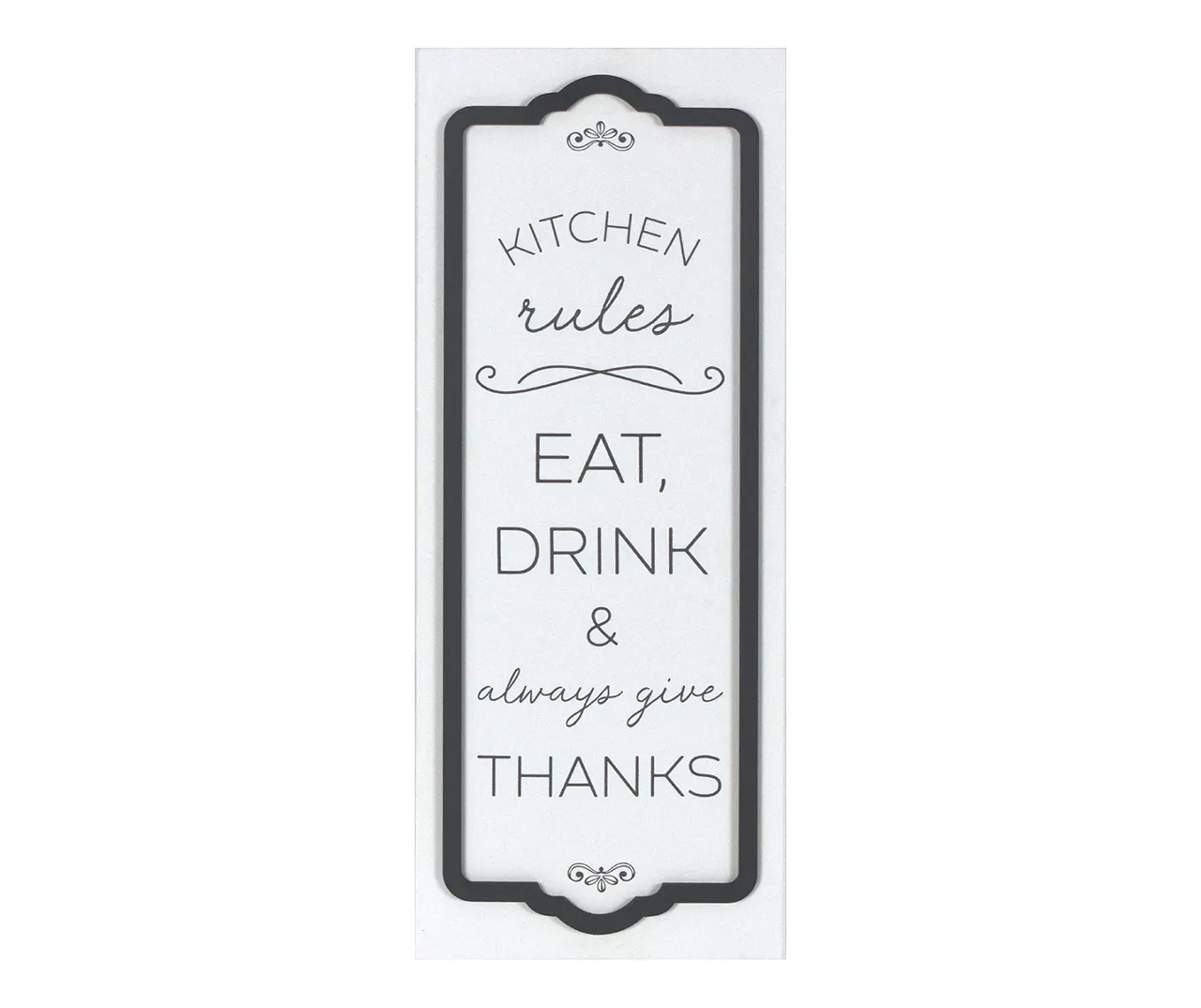 "Kitchen Rules" White Art Canvas, (8" X 20") 3 "Kitchen Rules" White Art Canvas, (8" X 20")