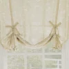 Meribel Taupe & White Embroidered Floral Tie-Up Rod Pocket Curtain Panel, (63") -Home Store 810660804 A0
