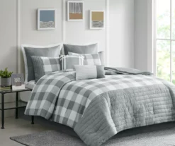 Kingston Gray & White Buffalo Check California King 8-Piece Comforter Set -Home Store 810679989 810679990 810679991 A1 2