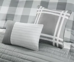 Kingston Gray & White Buffalo Check Comforter Set -Home Store 810679989 810679990 810679991 A8 12 1
